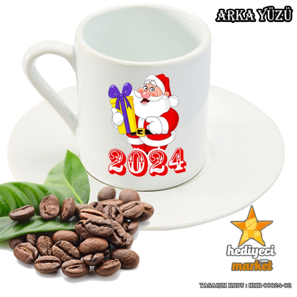 Yılbaşı Temalı Beyaz 6'lı Kahve Fincan Takımı - HMK-00024-02 - HM-01-00079-02