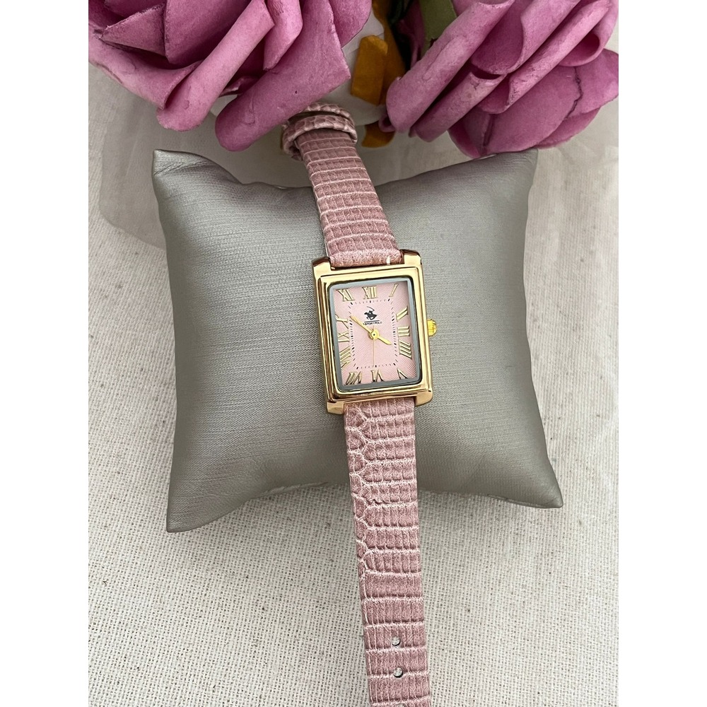 G Sport Polo Çelik Gold Kasa İçi Pembe Kordonu Pembe Diktörgen Kol Saati-HMKS-0008 || HM-03-00