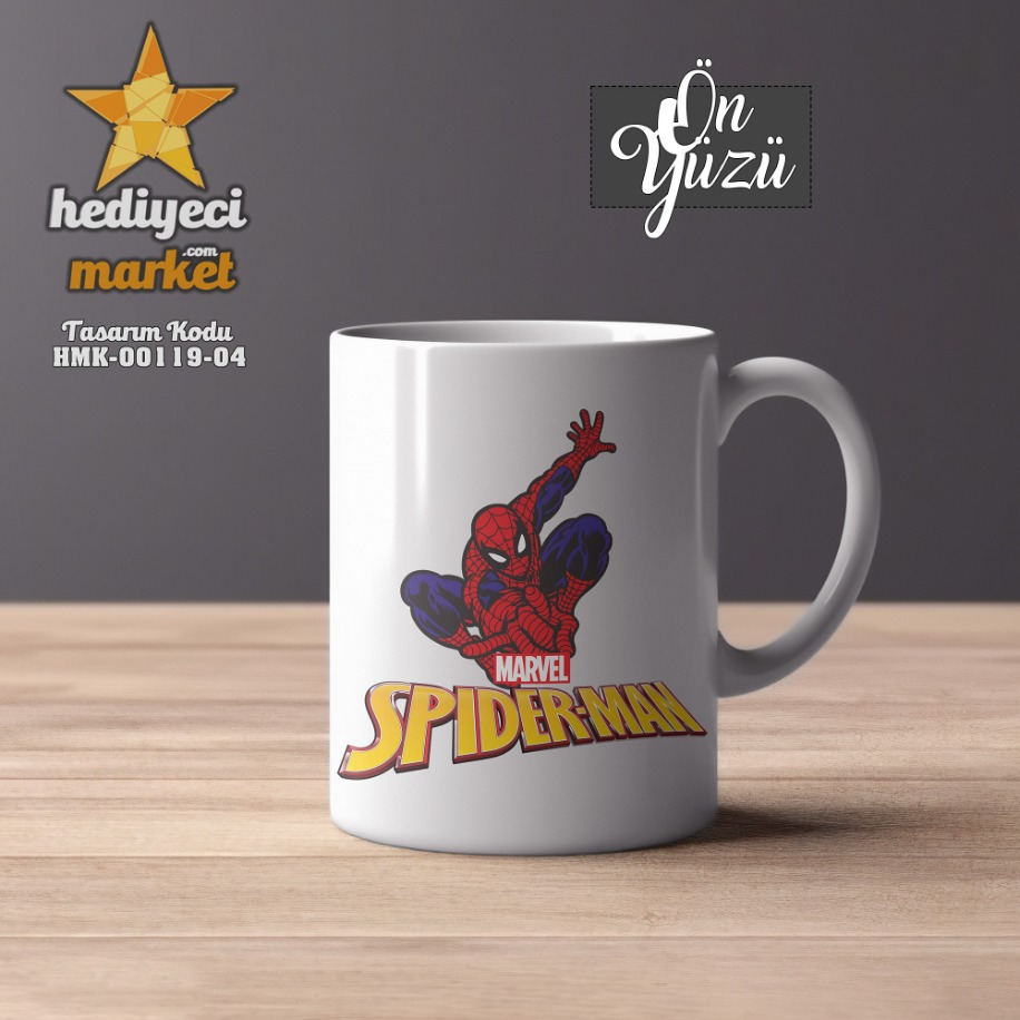 Örümcek Adam Temalı Beyaz Kupa Bardak - HMK-00119-04 || HM-01-00377-04
