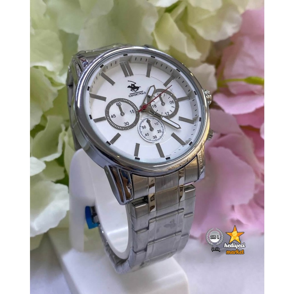 G Sport Polo Çelik Kasa ve Gri Detaylı Yuvarlak Erkek Kol Saati - HMES-0033 || HM-03-00107-33