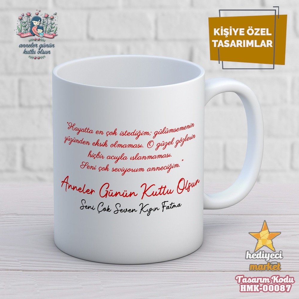 Anneler Gününe Özel Beyaz Kupa Bardak - HMK-00087-HM-01-00249-01
