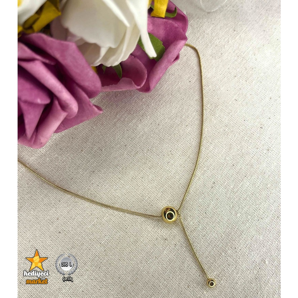 316 L Kadın Çelik Top Uzantılı Kolye - HMÇK-0025 || HM-03-00066-01