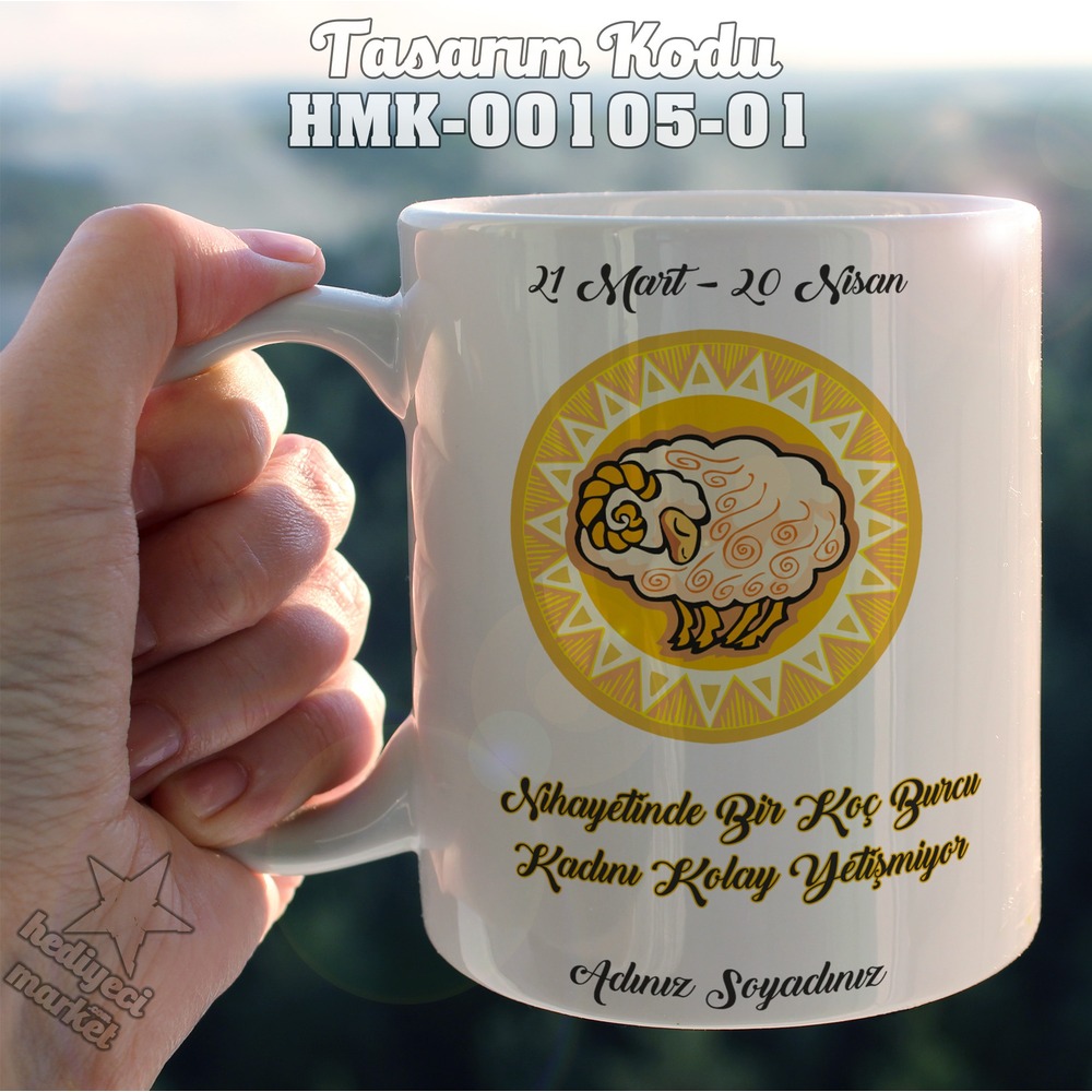Koç Burcu Kadınına Özel Beyaz Kupa Bardak - HMK-00105-01 - HM-01-00304-01