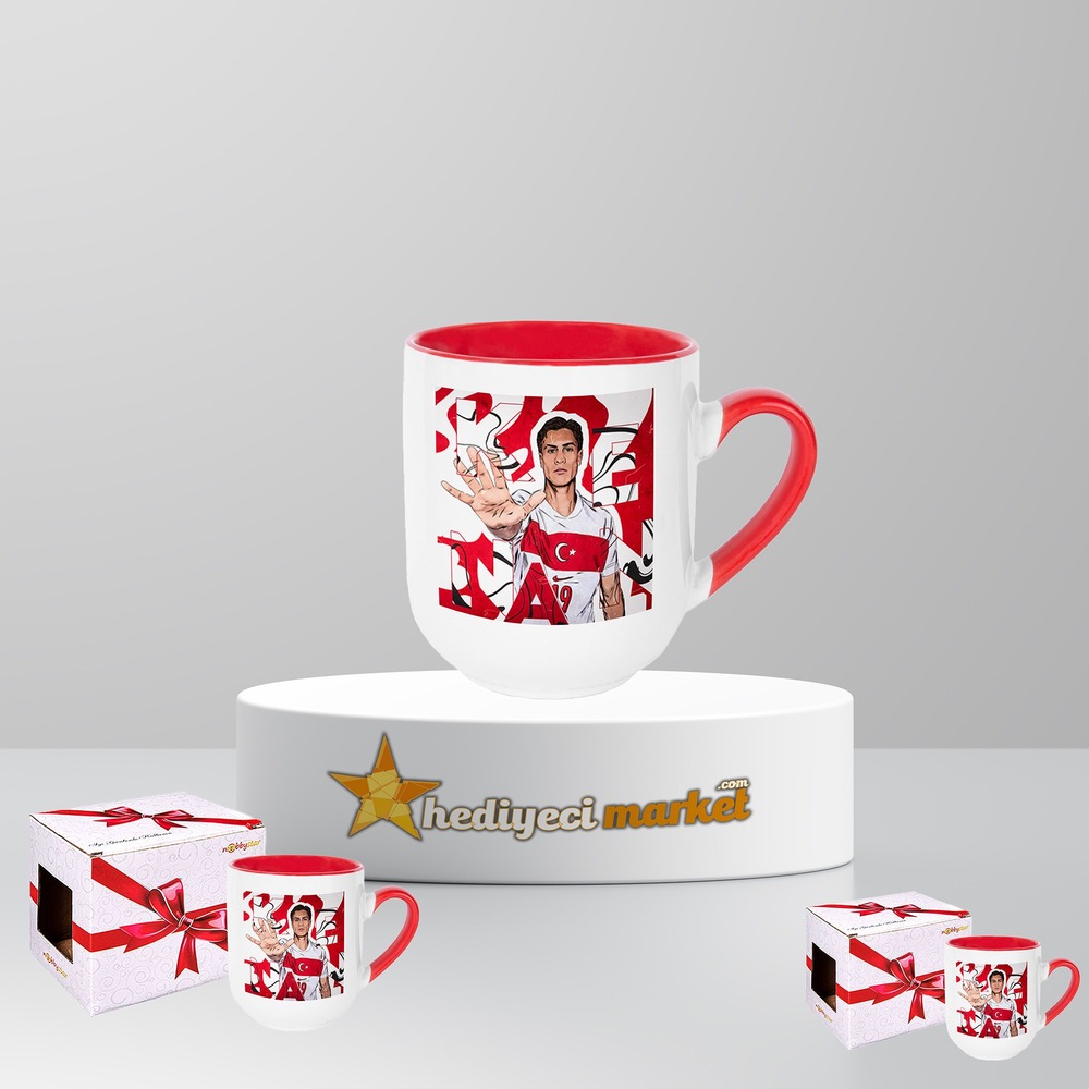 Kenan Yıldız Temalı Porselen Kırmızı Elite Kupa Bardak - HMK-00118-02 || HM-01-00368-02