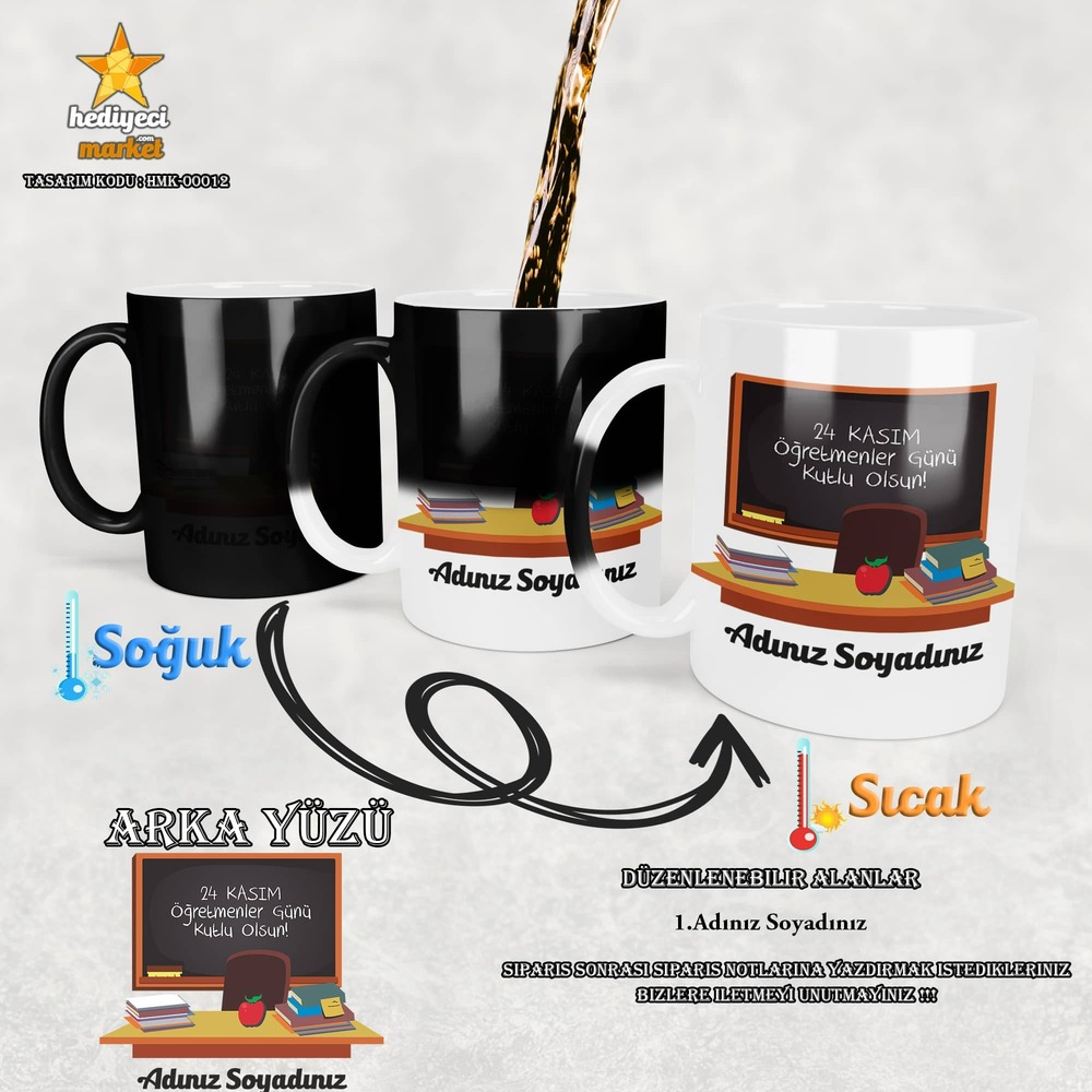 Öğretmenlere Özel Sihirli Kupa Bardak - HMK-00012 || HM-01-00061-01