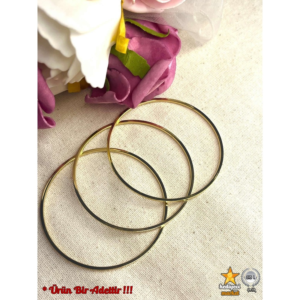 316 L Paslanmaz Tekli 7 CM Gold Ajda Çelik Bilzeik - HMÇB-0025 || HM-03-00105-01