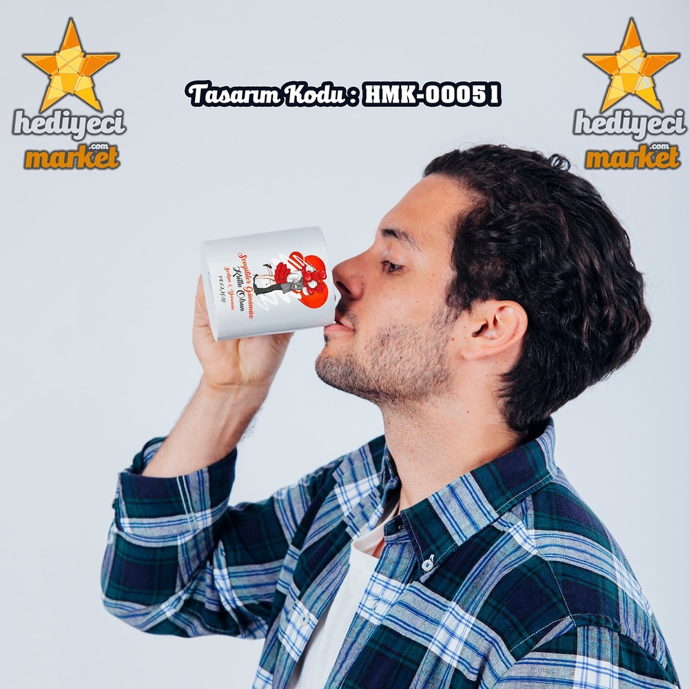 Kişiye Özel Sevgililer Günü Temalı Beyaz Kupa Bardak - HMK-00051 - HM-01-00148-01