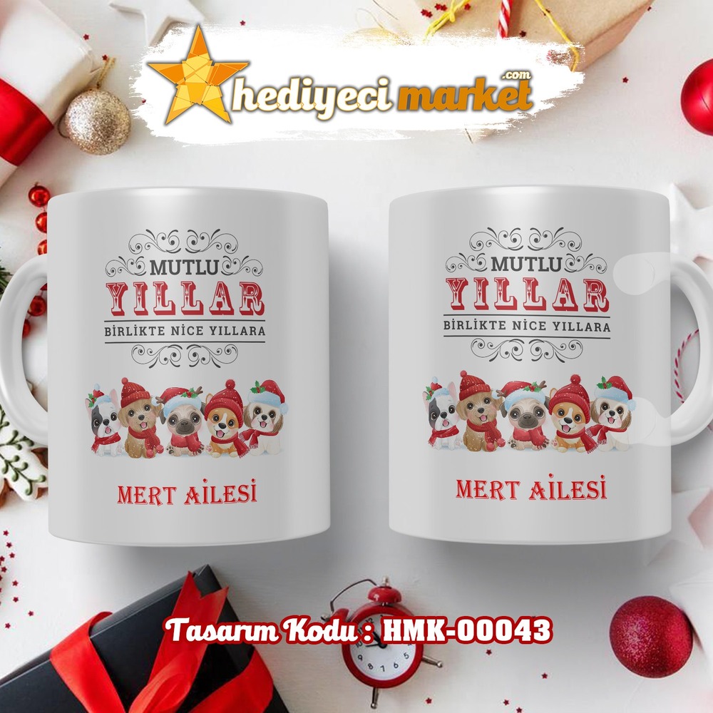 Kişiye Özel Yılbaşı Temalı Beyaz Kupa Bardak - HMK-00043 - HM-01-00130-01