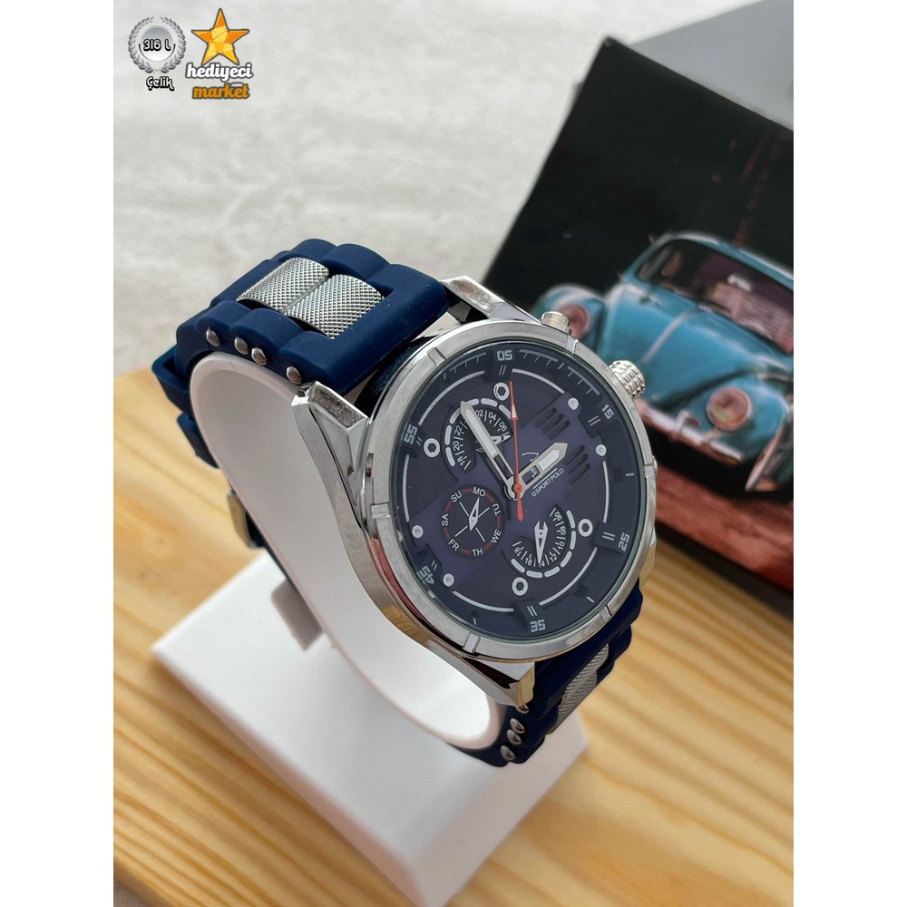 G Sport Polo Çelik Kasa ve Mavi Slikon Kordon Erkek Kol Saati - HMES-0014 || HM-03-00107-14