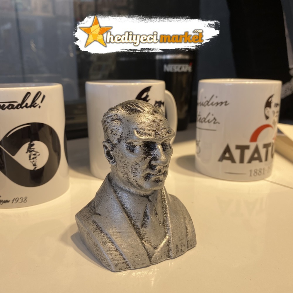Mustafa Kemal Atatürk - Gümüş Büst Biblo || HM-05-00140-01