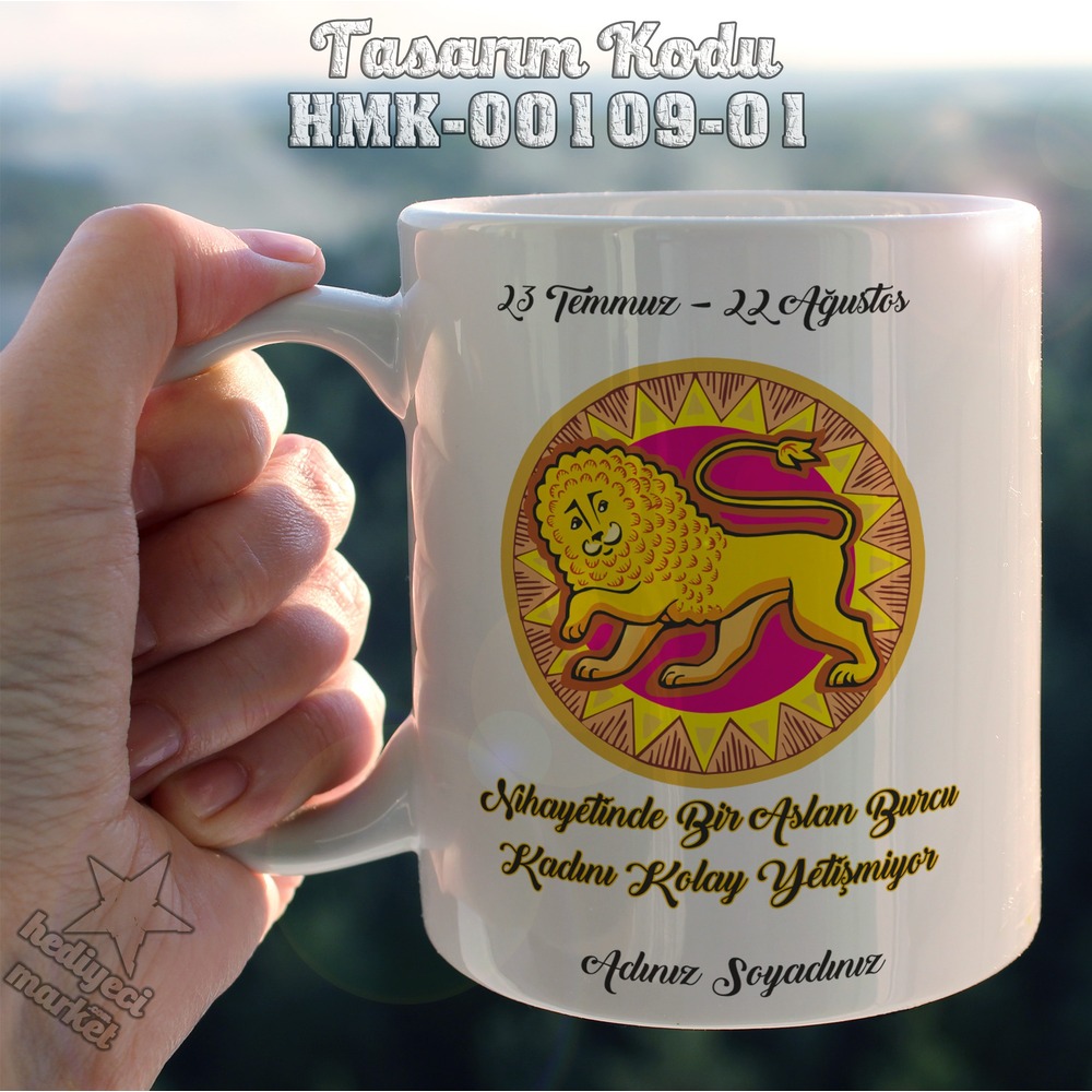 Aslan Burcu Kadınına Özel Beyaz Kupa Bardak - HMK-00109-01 - HM-01-00316-01