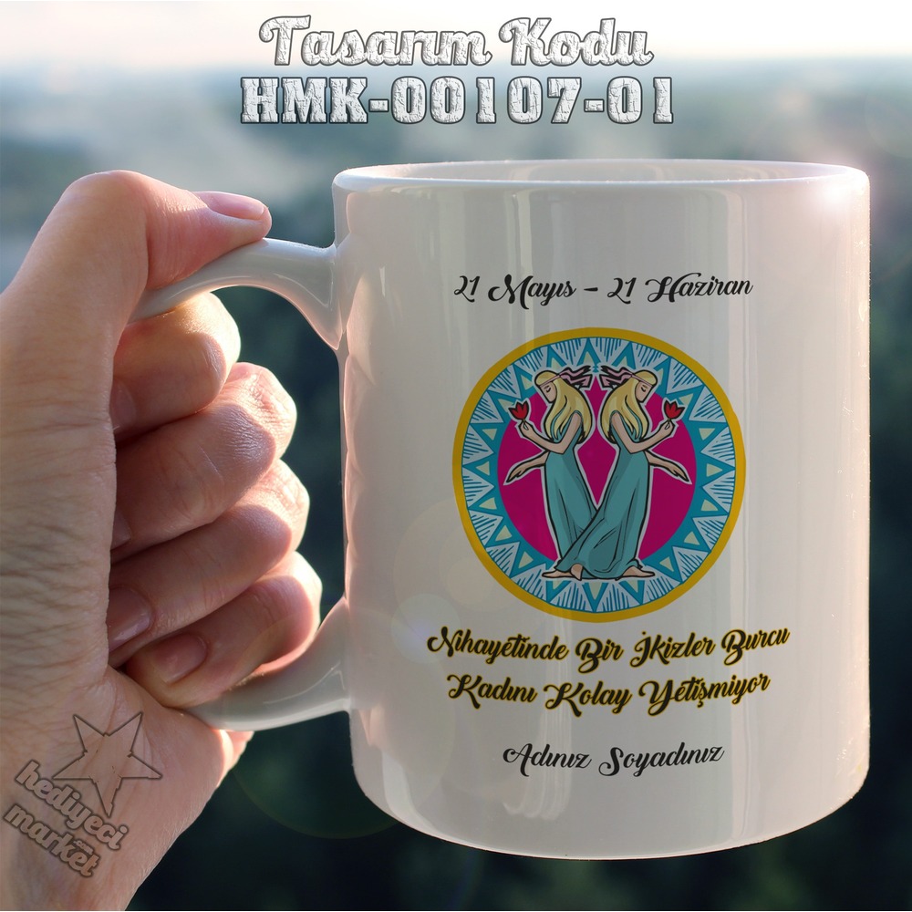 İkizler Burcu Kadınına Özel Beyaz Kupa Bardak - HMK-00107-01 - HM-01-00310-01