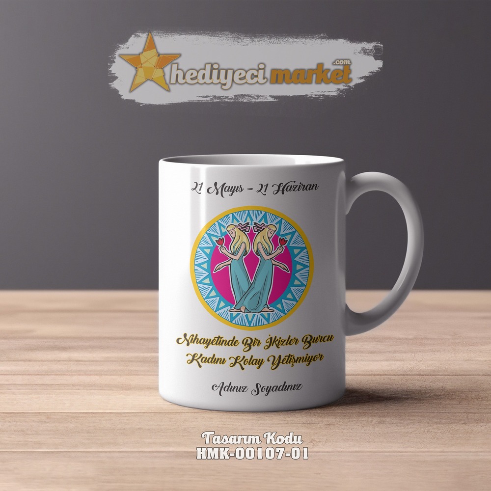 İkizler Burcu Kadınına Özel Beyaz Kupa Bardak - HMK-00107-01 - HM-01-00310-01