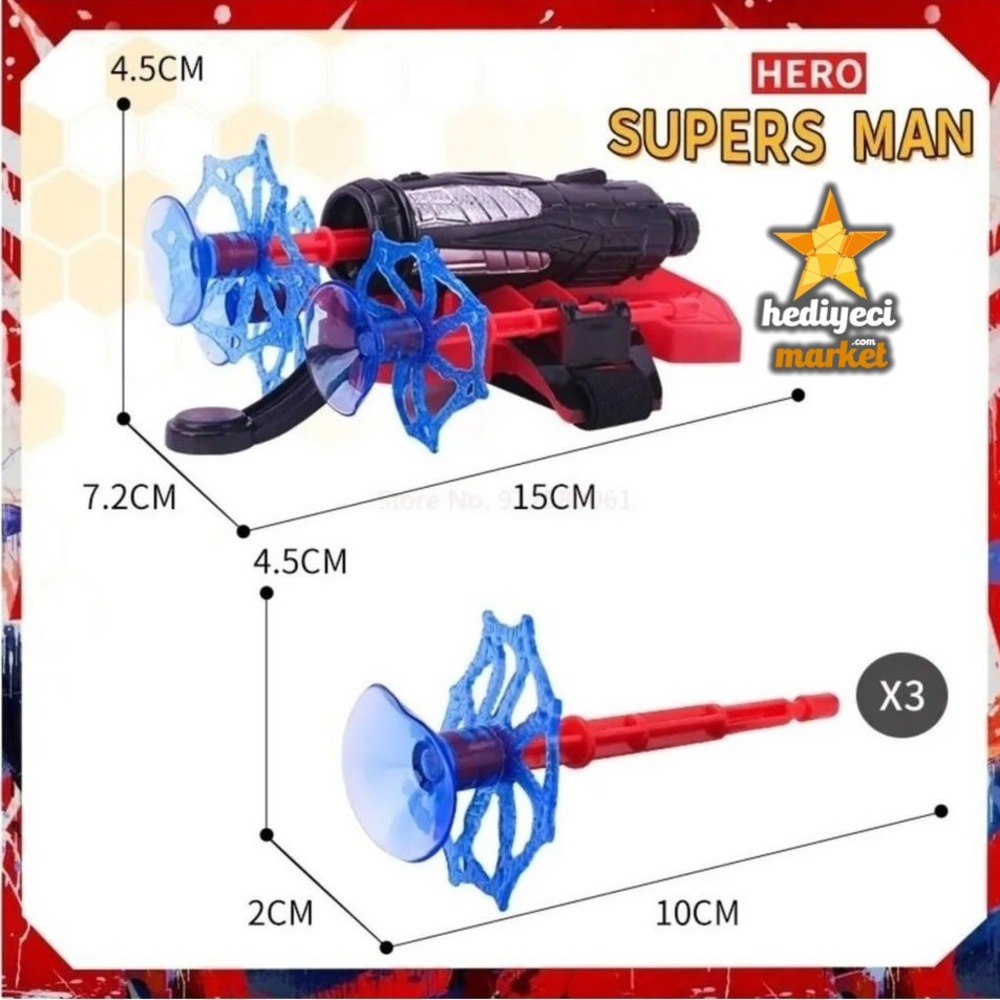 SUPER HERO Örümcek Adam Ağ Fırlatan Vakumlu Ok Atan Eldiven || HM-05-00171-01