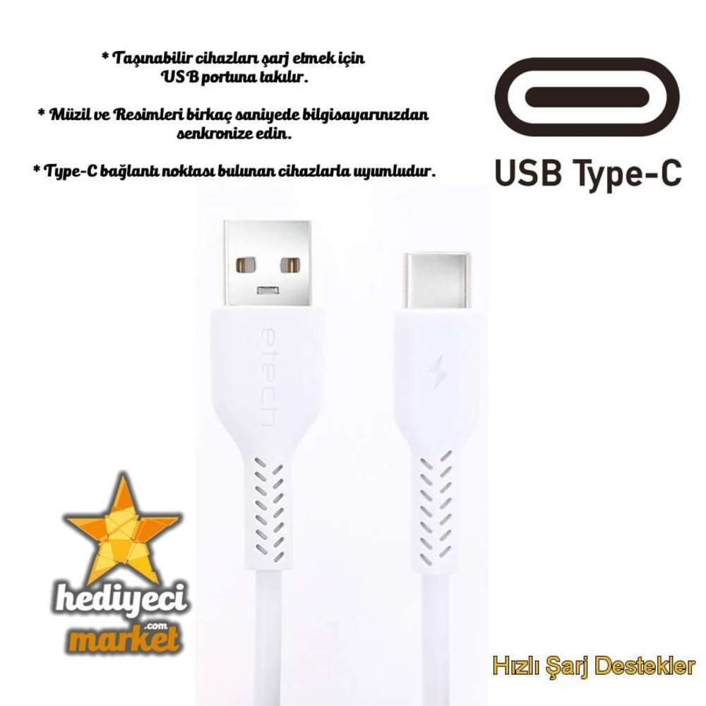 ETECH ETC-PK 2.0 mAh Type-C Data & Şarj Kablosu - HM-06-00016-02