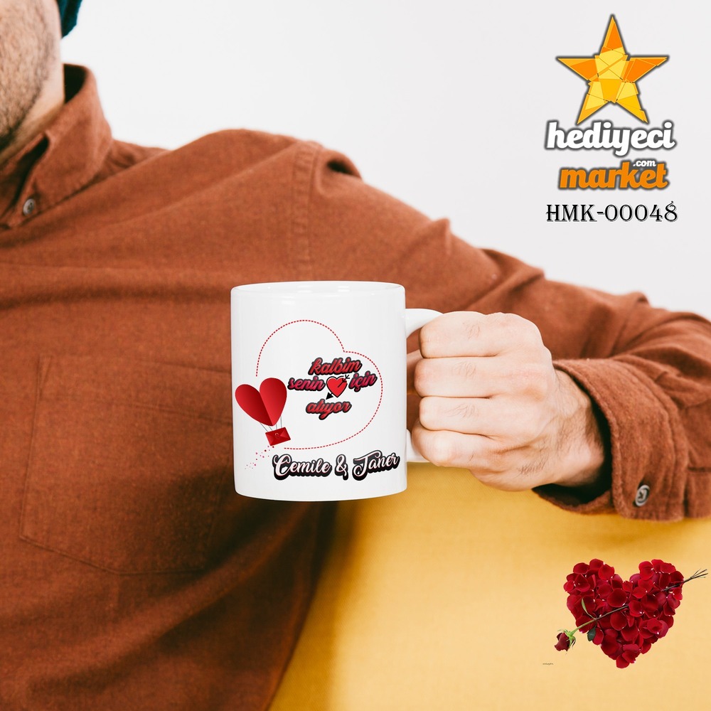 Kişiye Özel Sevgililer Günü Temalı Beyaz Kupa Bardak - HMK-00048 - HM-01-00144-01