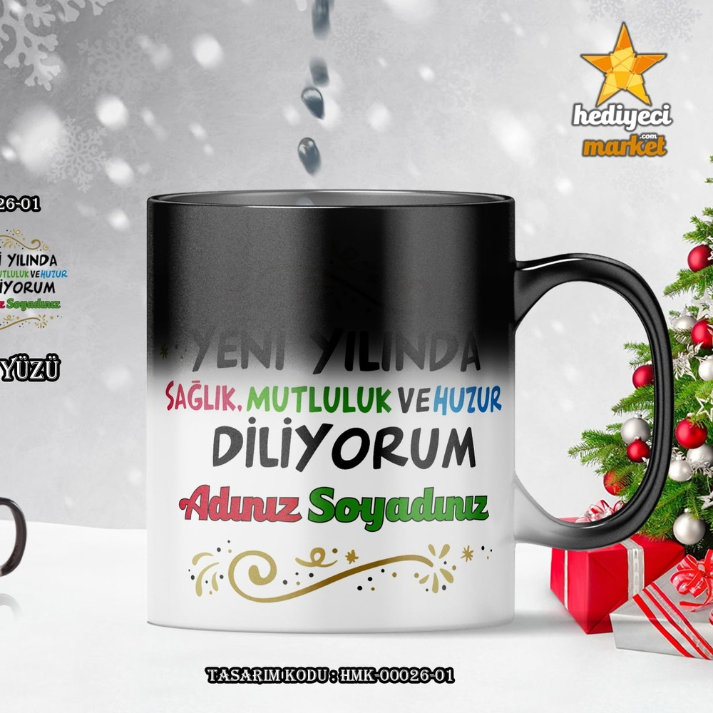 Kişiye Özel 2024 Yılbaşı Temalı Sihirli Kupa Bardak - HMK-00026-01 - HM-01-00084-01