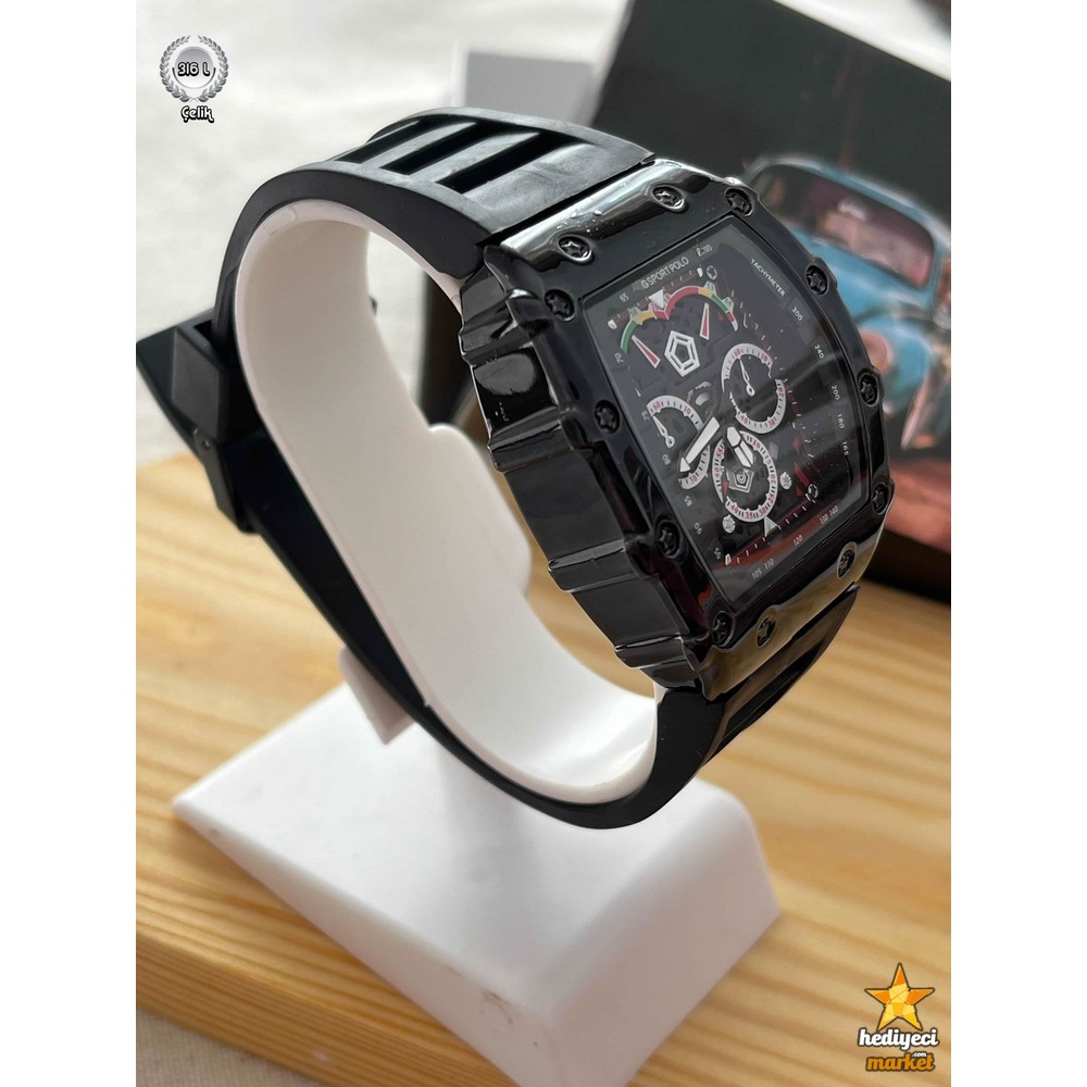 G Sport Polo Siyah Çelik Kasa ve Siyah Slikon Kordon Erkek Kol Saati - HMES-0020 || HM-03-00107-20