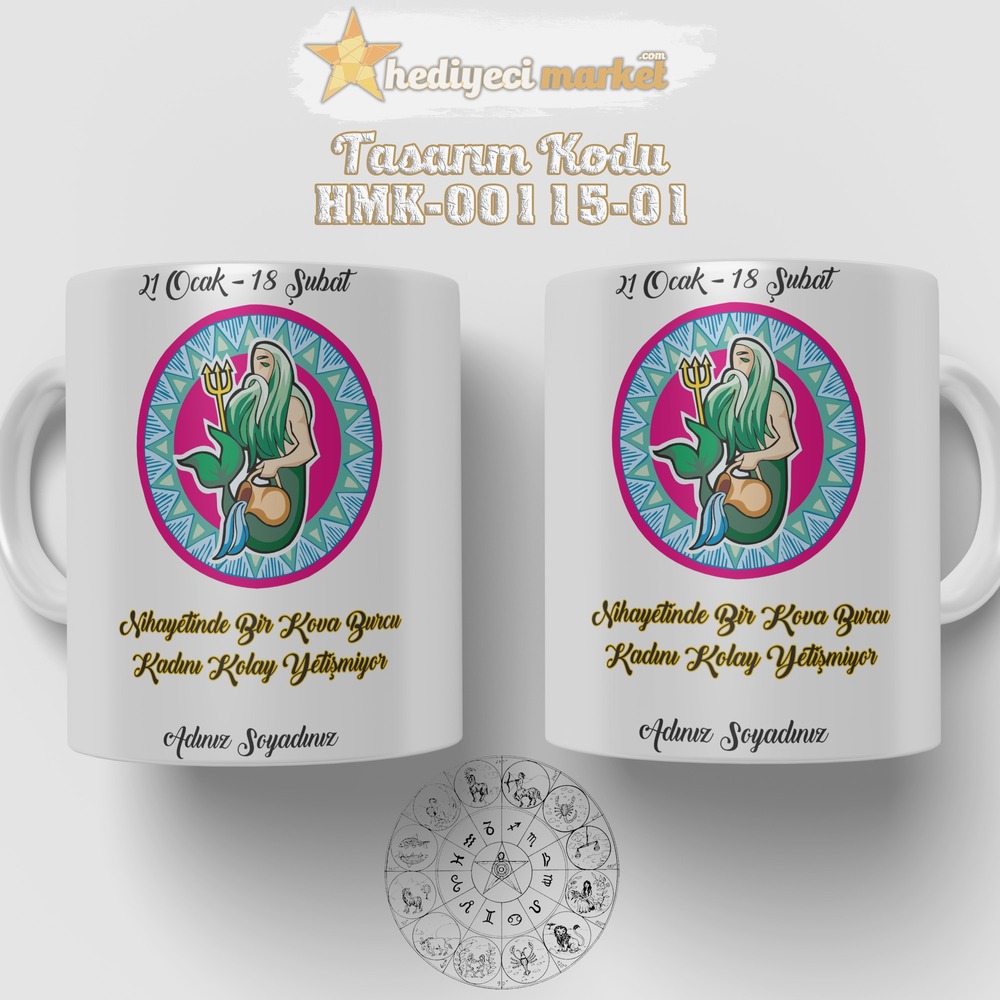Kova Burcu Kadınına Özel Beyaz Kupa Bardak - HMK-00115-01 - HM-01-00334-01