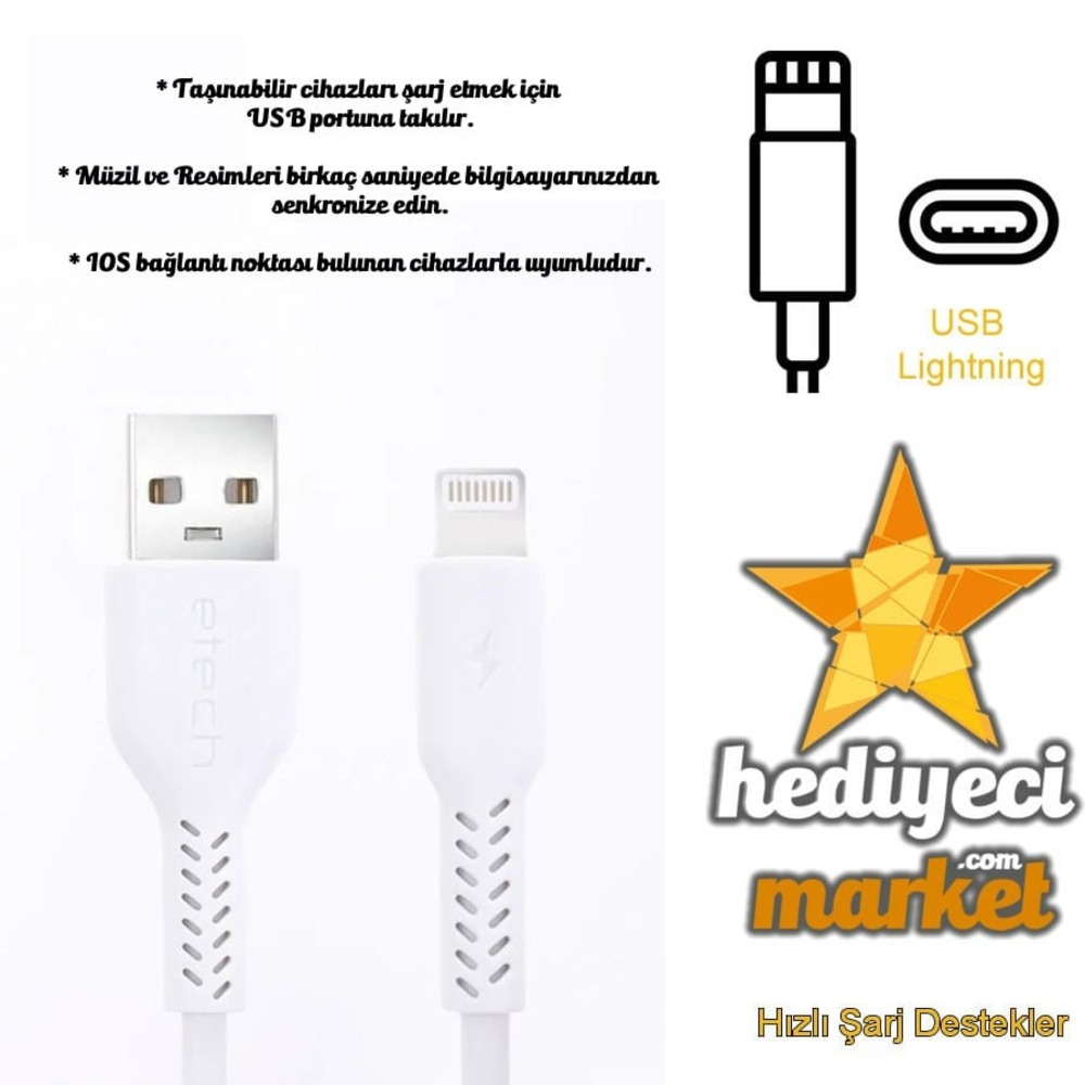 ETECH ETC-PK 2.0 mAh Lightning Data & Şarj Kablosu - HM-06-00016-03