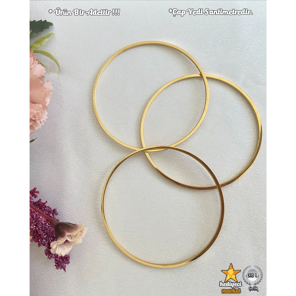 316 L Paslanmaz Tekli 7 CM Gold Ajda Çelik Bilzeik - HMÇB-0025 || HM-03-00105-01