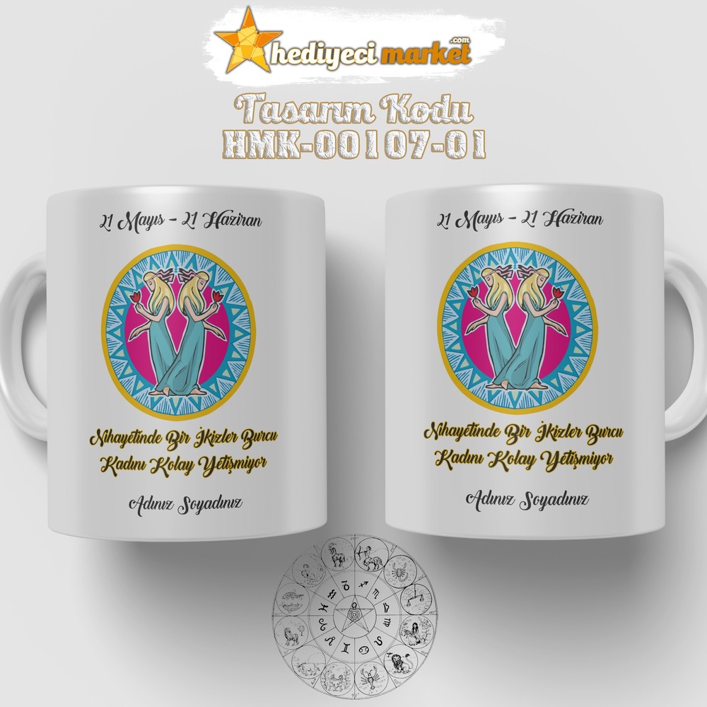 İkizler Burcu Kadınına Özel Beyaz Kupa Bardak - HMK-00107-01 - HM-01-00310-01