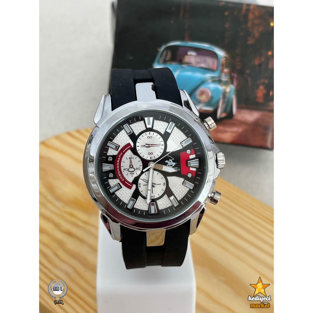 G Sport Polo Gümüş Çelik Kasa ve Siyah Slikon Erkek Kol Saati - HMES-0007 || HM-03-00107-07