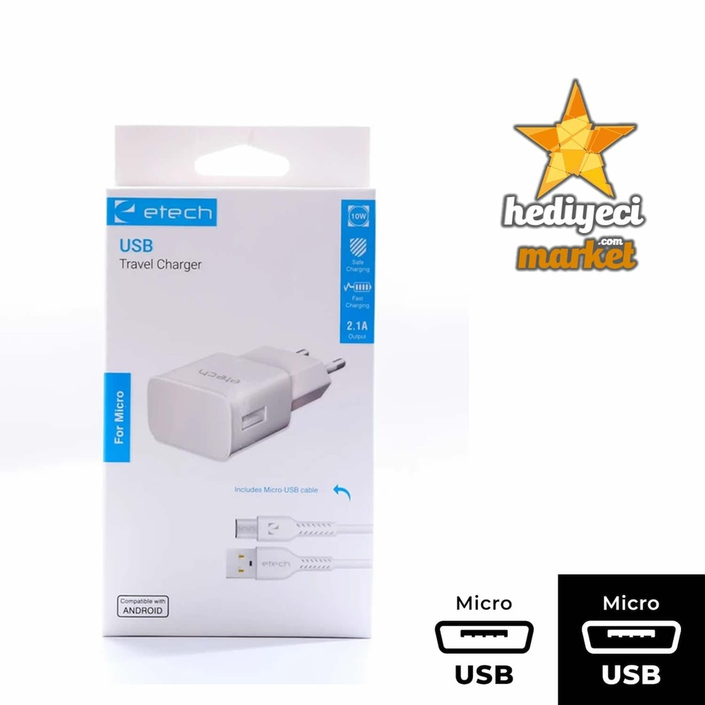 ETECH ETC-013 2.1A 10W Micro Şarj Cihazı Seti - HM-06-00010-01