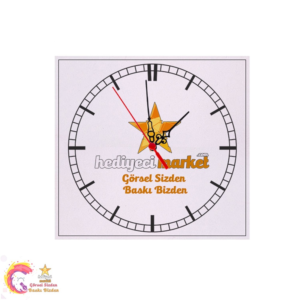 Kişiye ve Kurumlara Özel 20 cm x 20 cm ADF Kare Duvar Saati || HM-03-00127-01