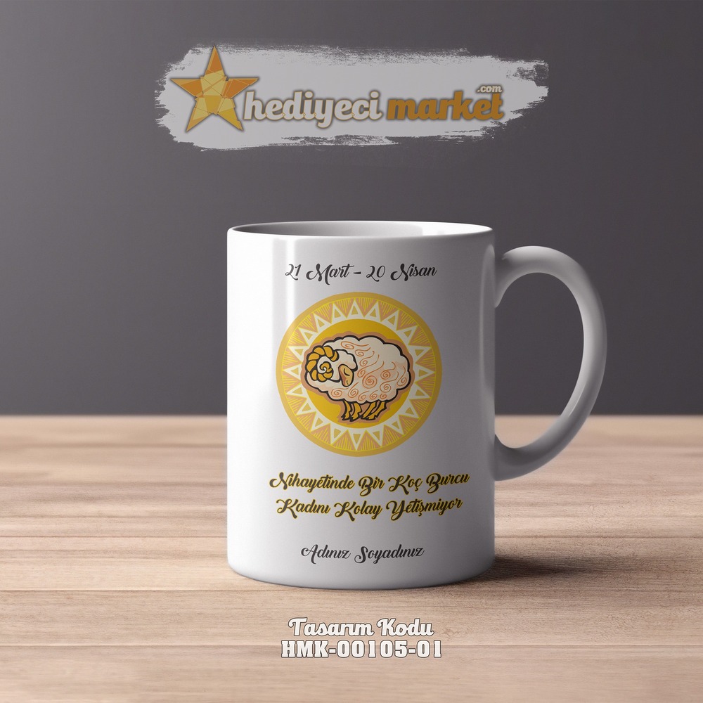 Koç Burcu Kadınına Özel Beyaz Kupa Bardak - HMK-00105-01 - HM-01-00304-01