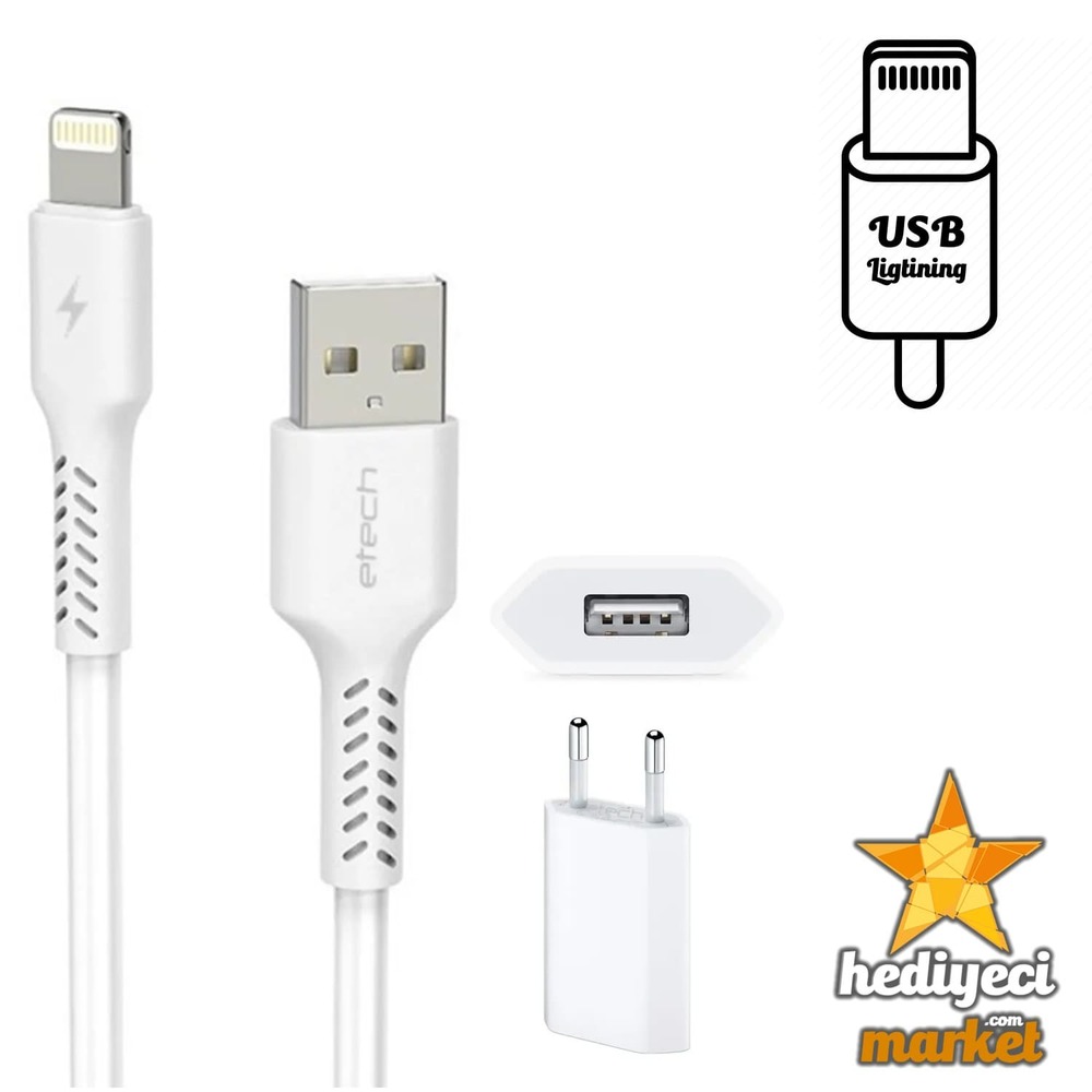ETECH ETC-002B 1.0A 5W IP Lightning Şarj Cihazı || HM-06-00009-01