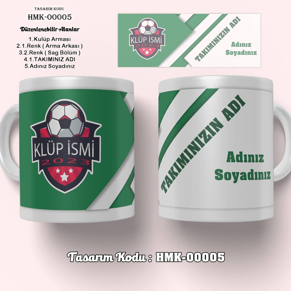 Taraftarlara Özel Tasarlanabilir Beyaz Kupa Bardak - HMK-00005 - HM-01-00046-01