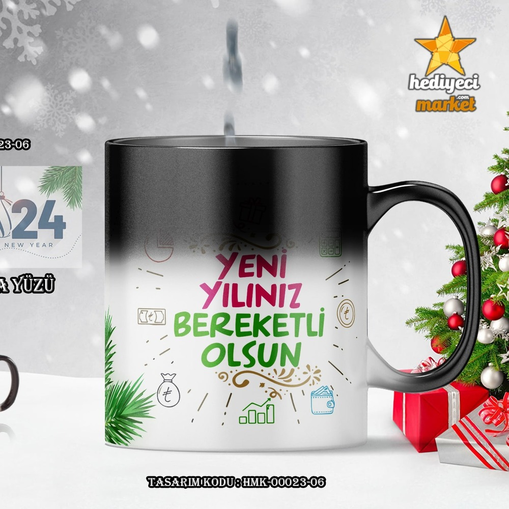 Kişiye Özel 2024 Yılbaşı Temalı Sihirli Kupa Bardak - HMK-00023-06 - HM-01-00076-06