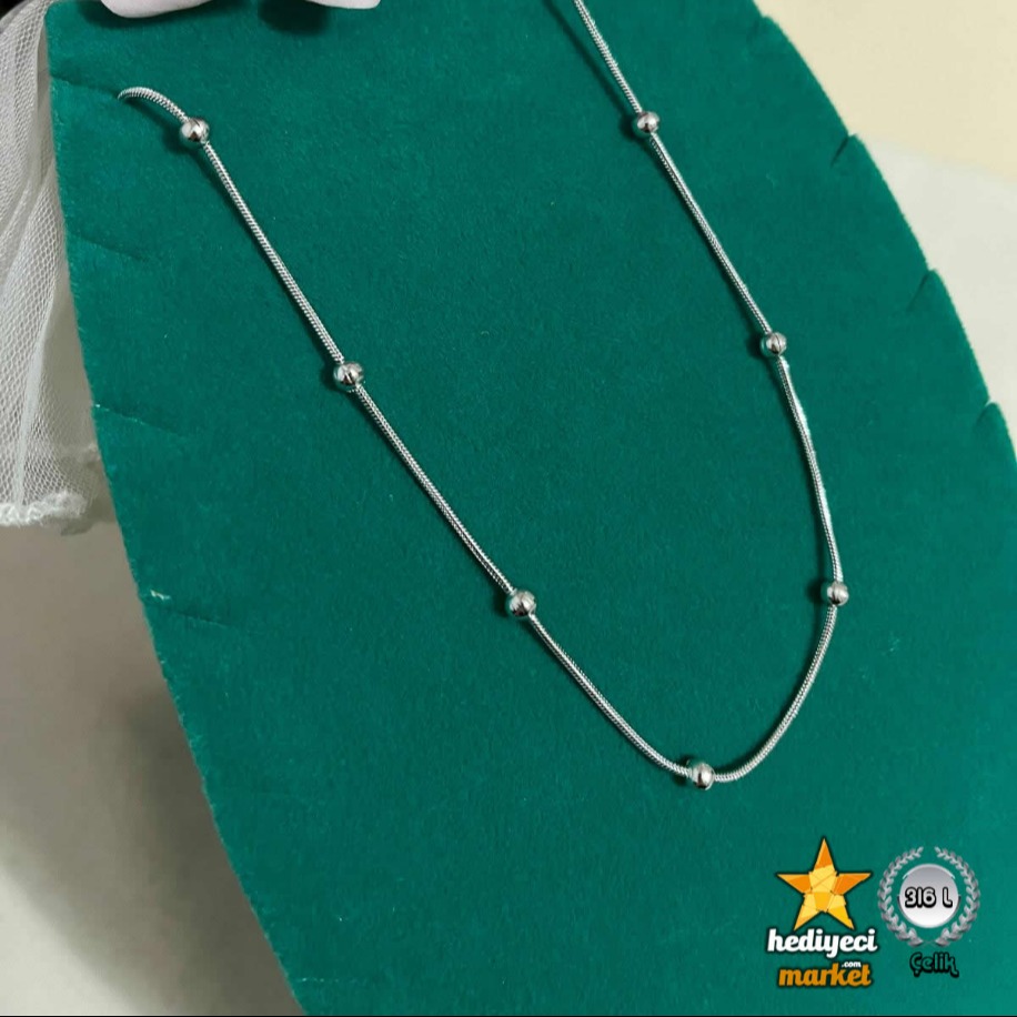 316 L Gümüş Dorika Zincir Ince Italyan Kadın Çelik Kolye 45 cm - HMÇK-0055 || HM-03-00137-01