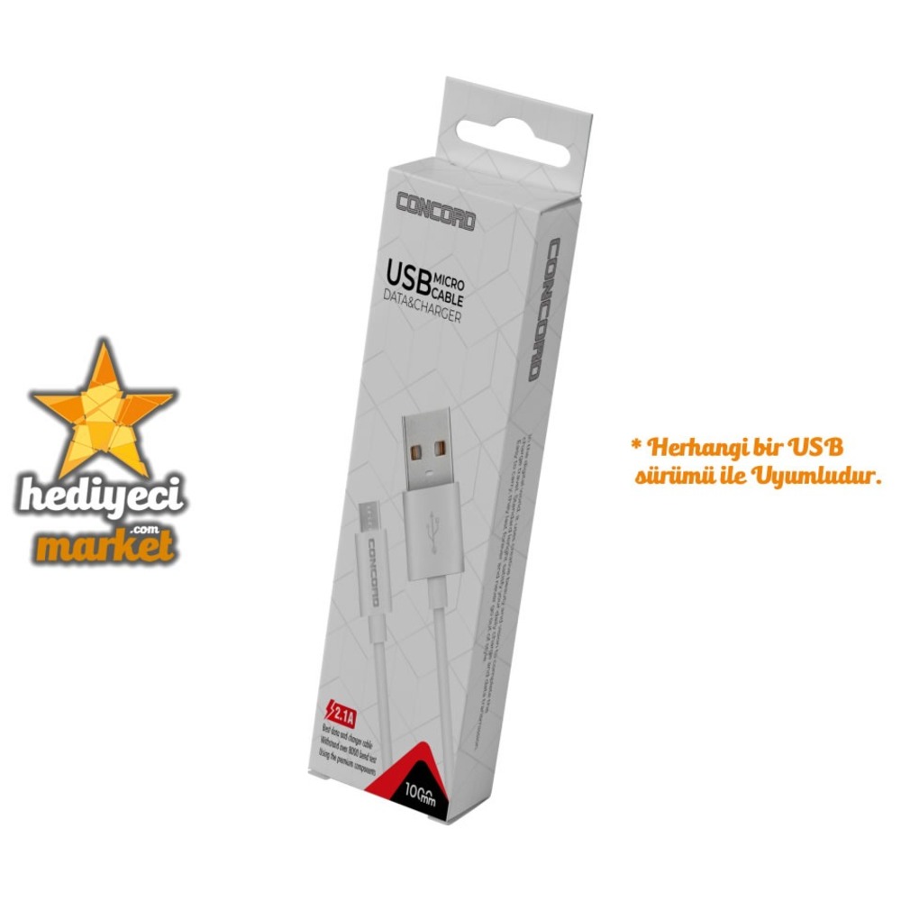 Concord USB Micro Data & Şarj Kablosu 2.1 mAh - HM-06-00002-01