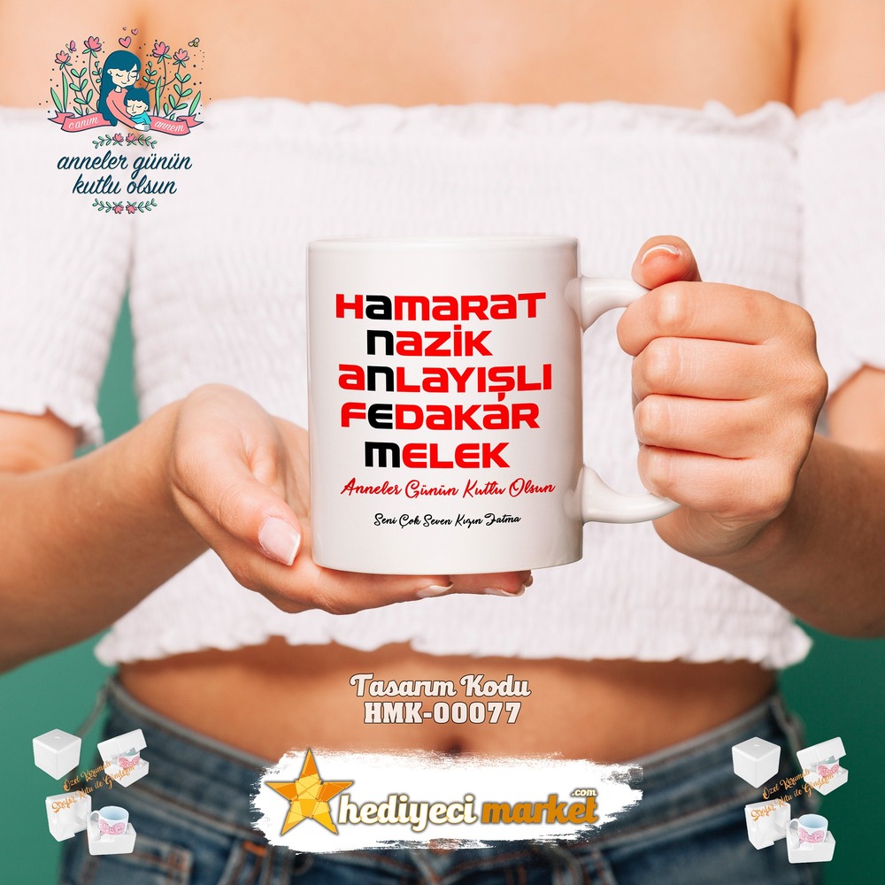 Anneler Gününe Özel Beyaz Kupa Bardak - HMK00077-HM-01-00219-01