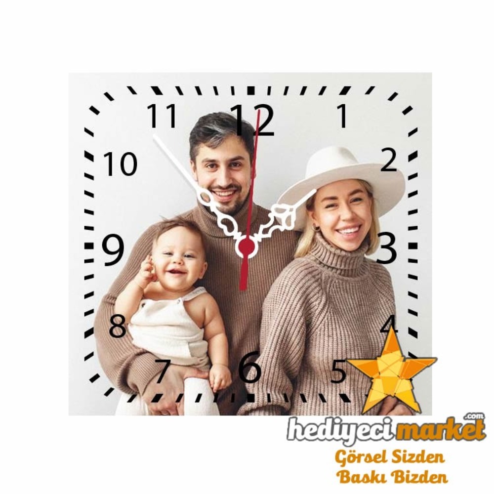 Kişiye ve Kurumlara Özel 20 cm x 20 cm ADF Kare Duvar Saati || HM-03-00127-01