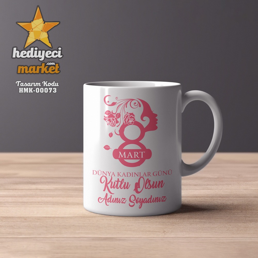 8 Mart Kadınlar Gününe Özel Beyaz Kupa Bardak - HMK00073 - HM-01-00207-01