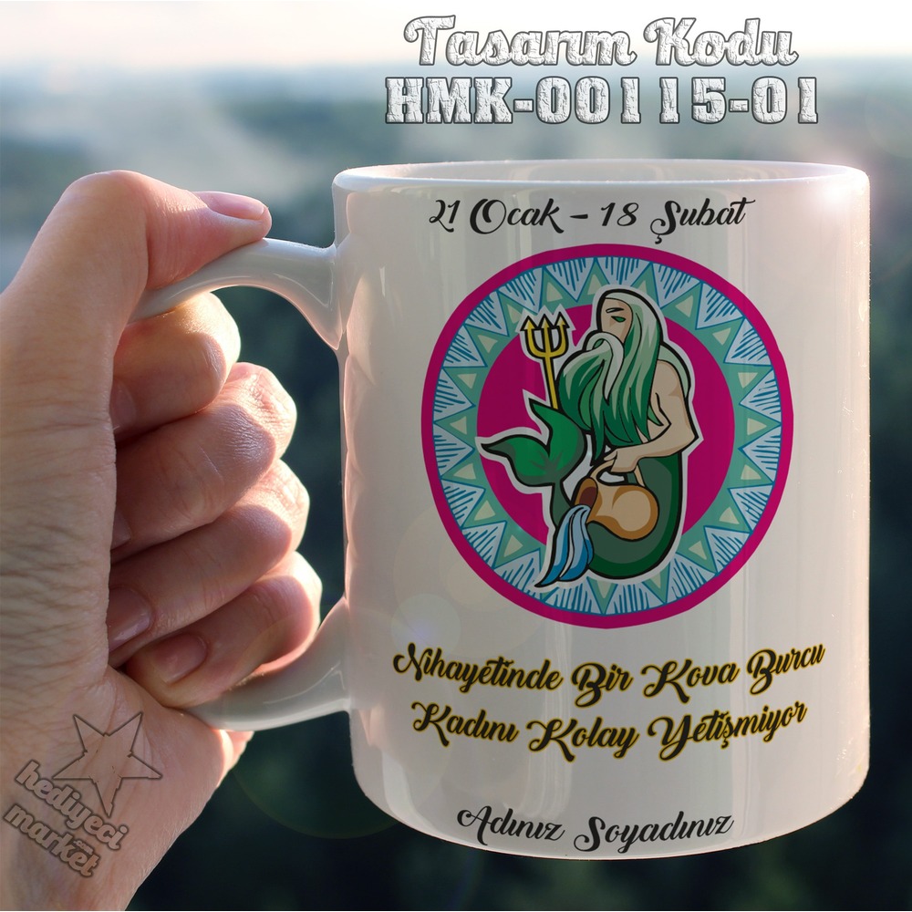 Kova Burcu Kadınına Özel Beyaz Kupa Bardak - HMK-00115-01 - HM-01-00334-01