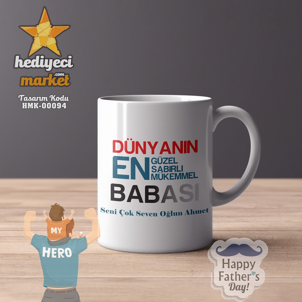 Babalar Gününe Özel Beyaz Kupa Bardak - HMK-00094 - HM-01-00270-01