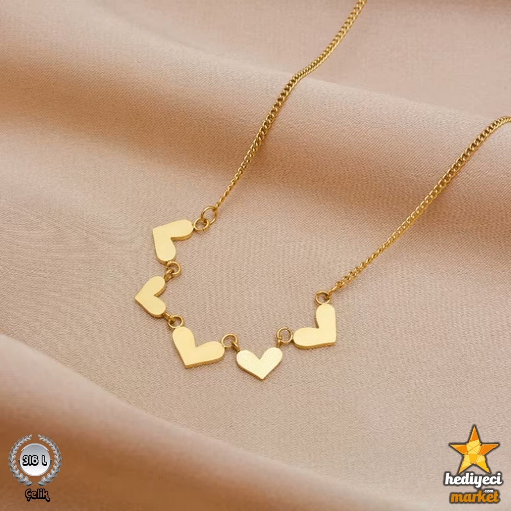 316 L Paslanmaz Beyaz Sedefli Kalpli Çelik Kolye - HMÇK-0026 || HM-03-00067-01