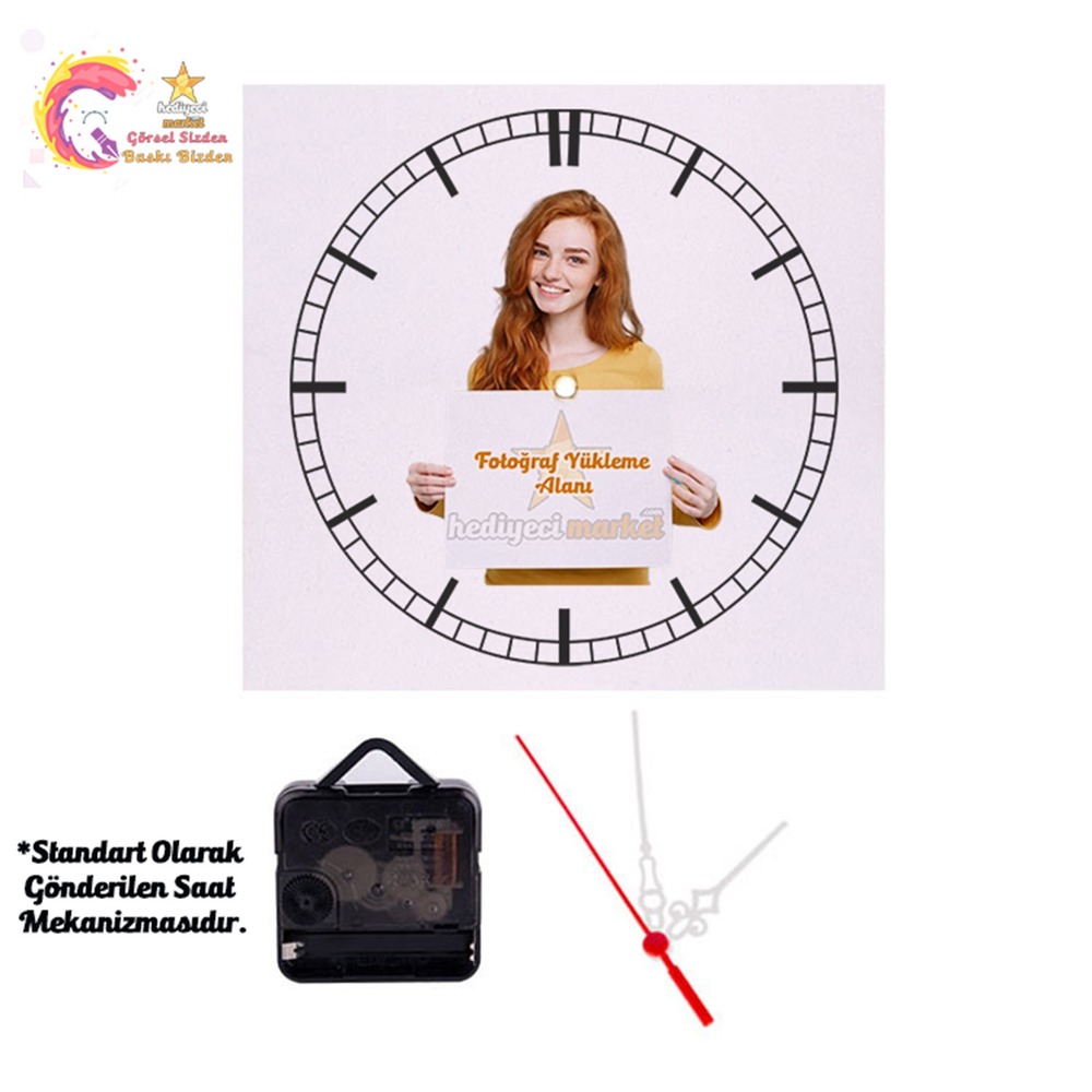 Kişiye ve Kurumlara Özel 20 cm x 20 cm ADF Kare Duvar Saati || HM-03-00127-01