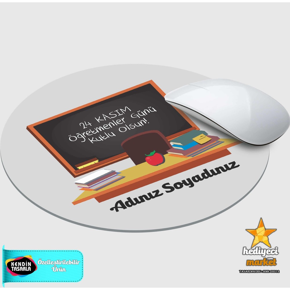 Öğretmenlere Özel Yuvarlak Mouse Pad - HMK-00012 - HM-05-00139-01