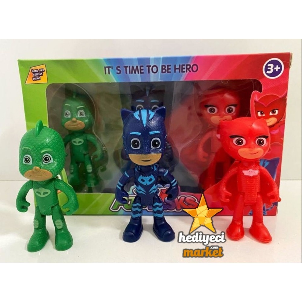 Pjmasks 3'lü Figür Set Pijamaskeliler Catboy Owlette Gekko Oyuncak Figür || HM-05-00170-01