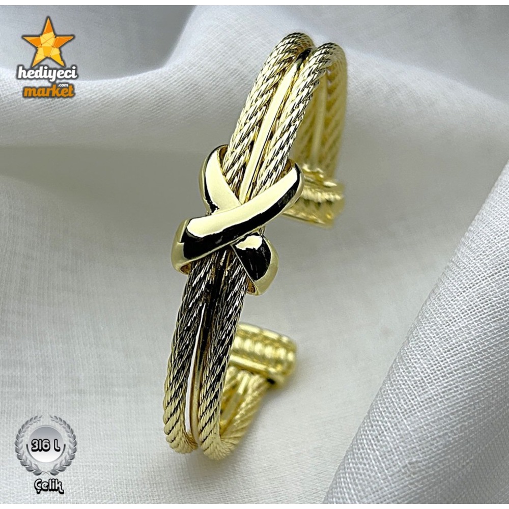 316 L Düğüm Model Çelik Kelepçe Bileklik - HMÇB-0010 || HM-03-00099-01