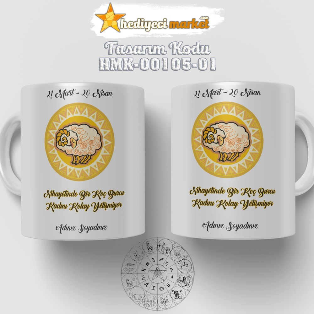 Koç Burcu Kadınına Özel Beyaz Kupa Bardak - HMK-00105-01 - HM-01-00304-01