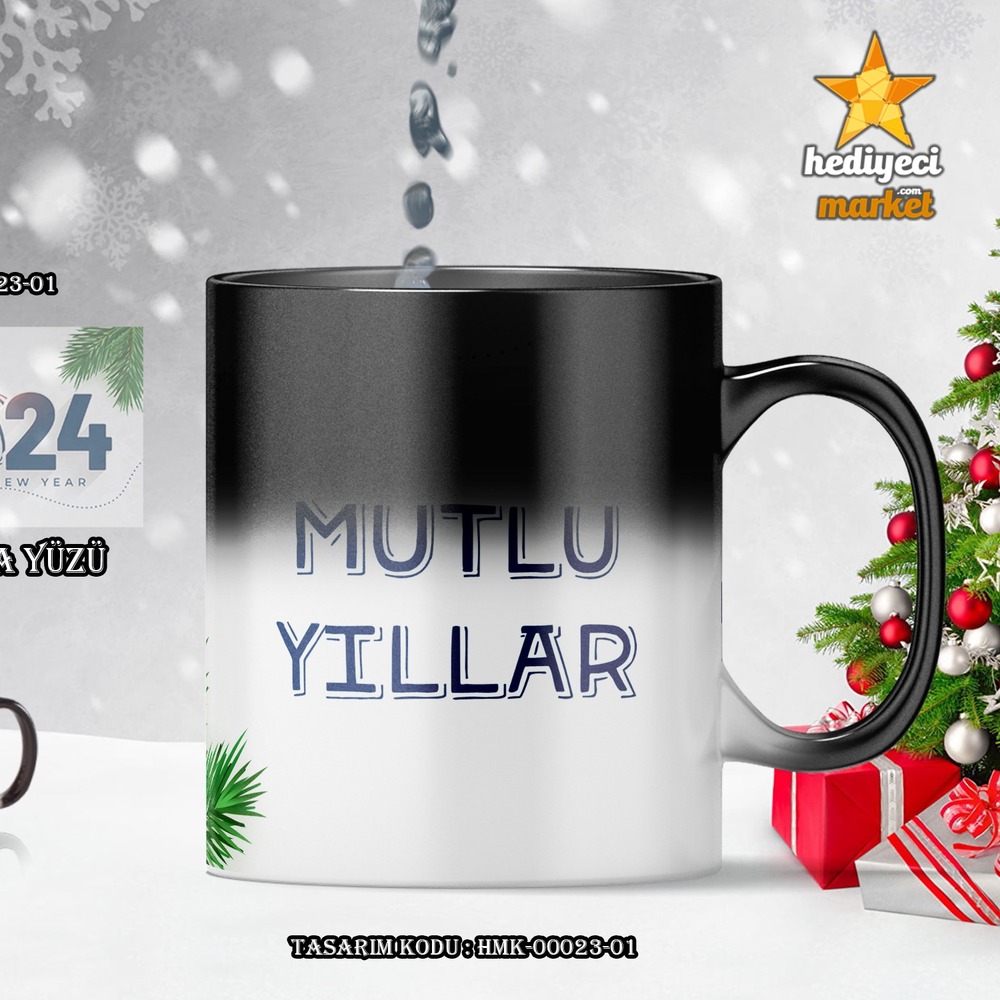 Kişiye Özel 2024 Yılbaşı Temalı Sihirli Kupa Bardak - HMK-00023-01 - HM-01-00076-01
