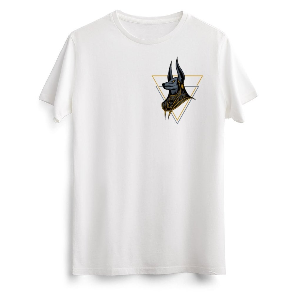 Egyptian Anubis Geometric Beyaz Tişört