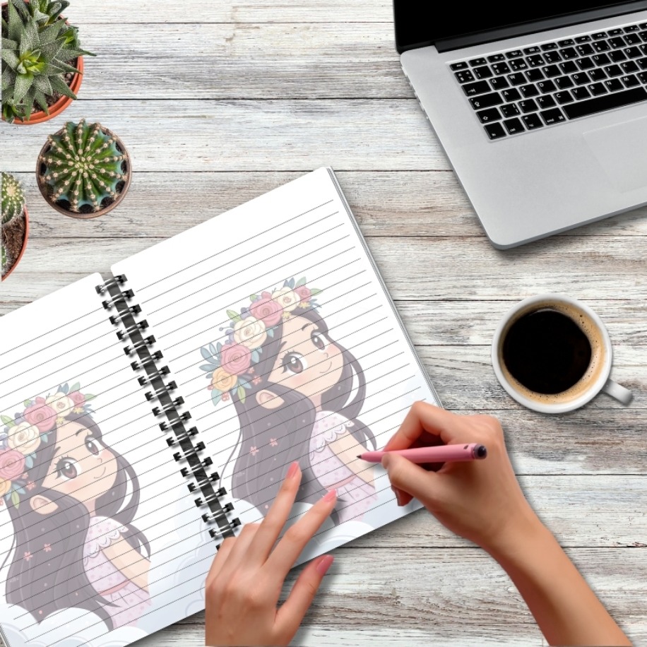Kawaii Kız Sert Kapak Defter