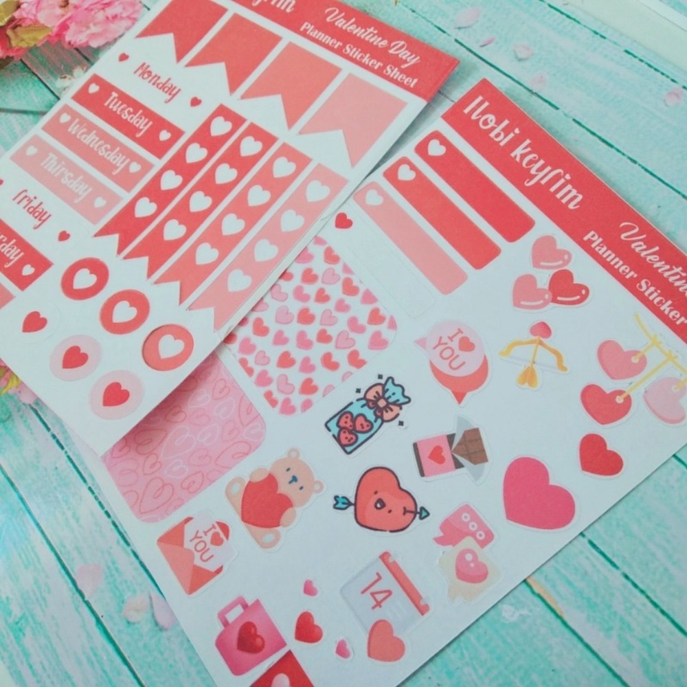 Valentine Day Planner Sticker Sheet Set